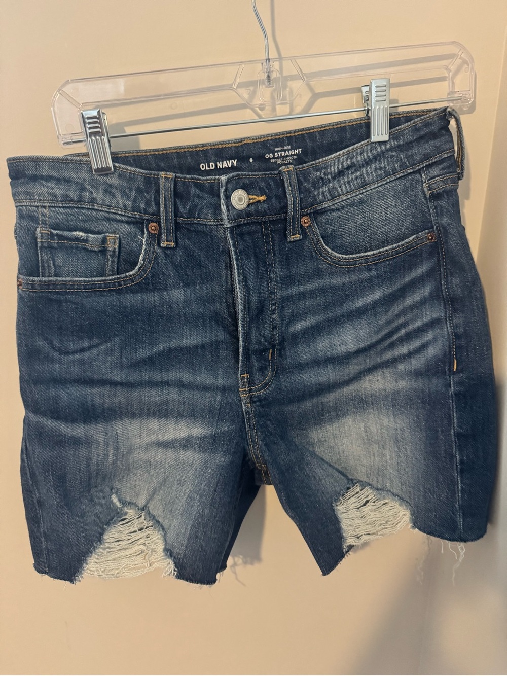 Old Navy Dark Blue Distressed Cutoff Jean Shorts
